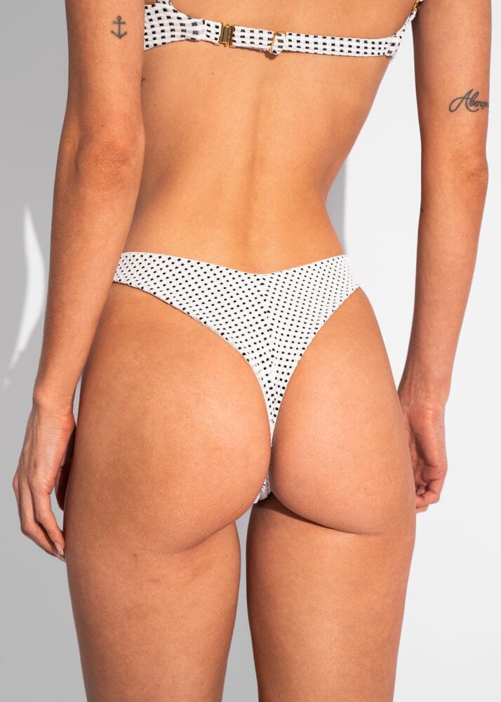 Brigitte Bottom - White Vichy Bottom Naked Swimwear XS Brazilian 