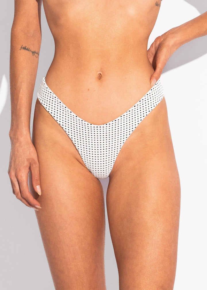 Gaia Bottom - White Vichy Naked Swimwear 