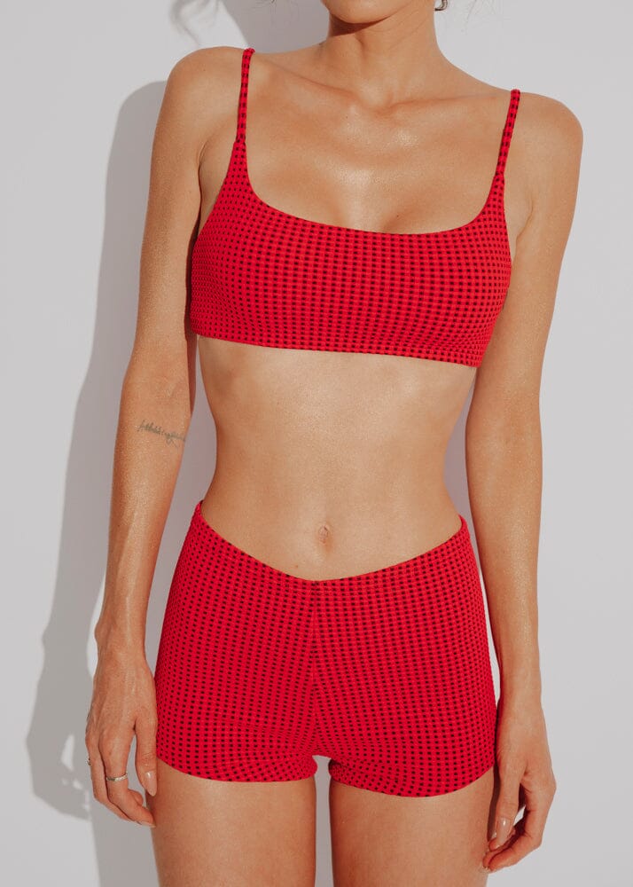 Megan Top - Red Vichy Naked Swimwear XS 